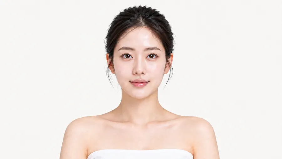 얼굴 레이저 제모 가능 부위를 안내하는 여성 모델